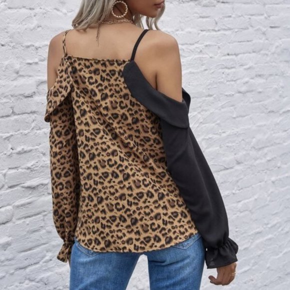 Animal Print Colorbloack Blouse top - Picture 6 of 6